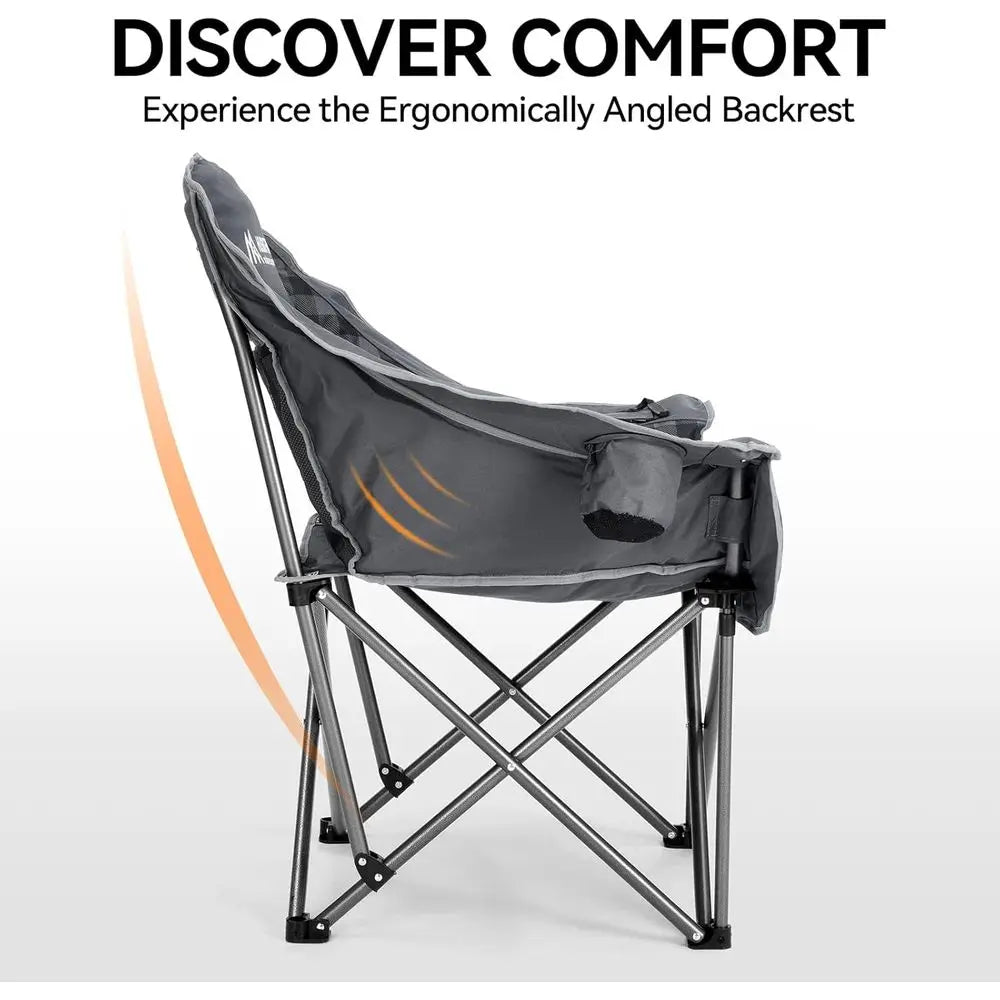 Oversized Padded Camping Chairs With Cup Holder And Cooler Bag