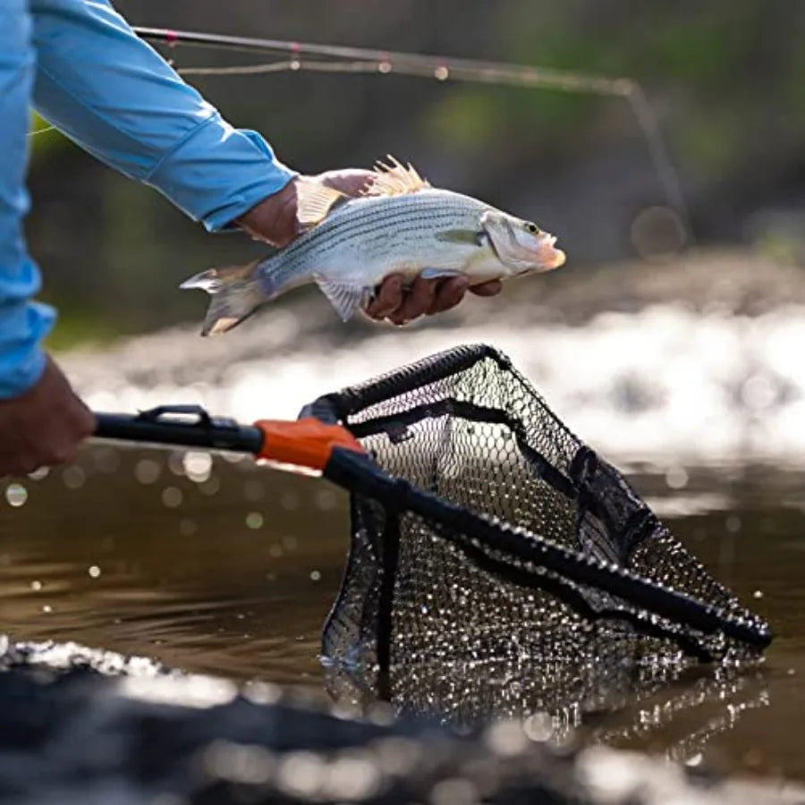 Foldable Lightweight Landing Net With Length Scale And Aluminum Handle