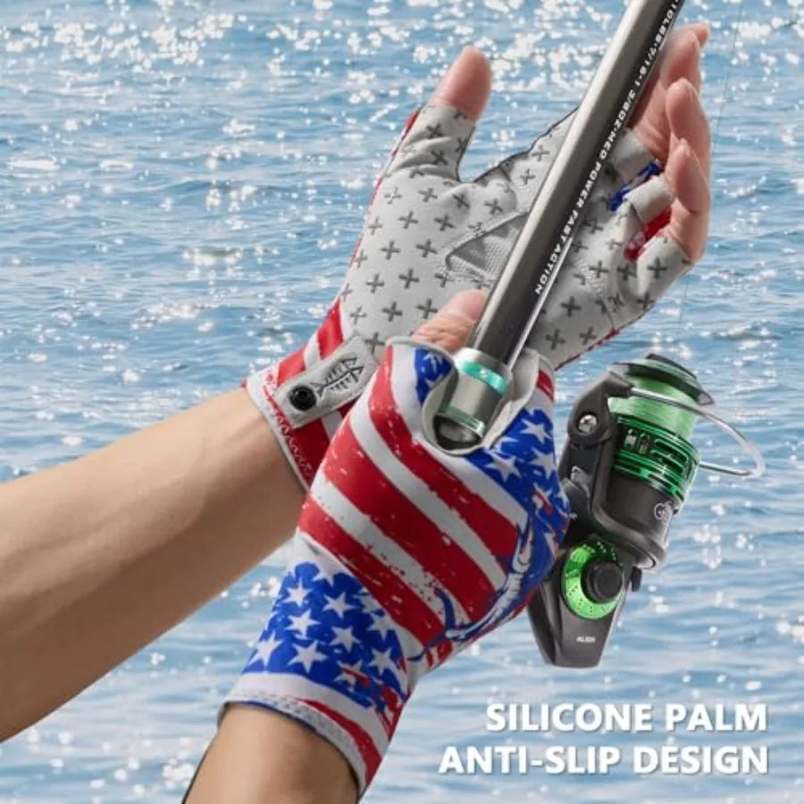 UPF 50+ Half Finger Sun Gloves For Fishing And Hiking
