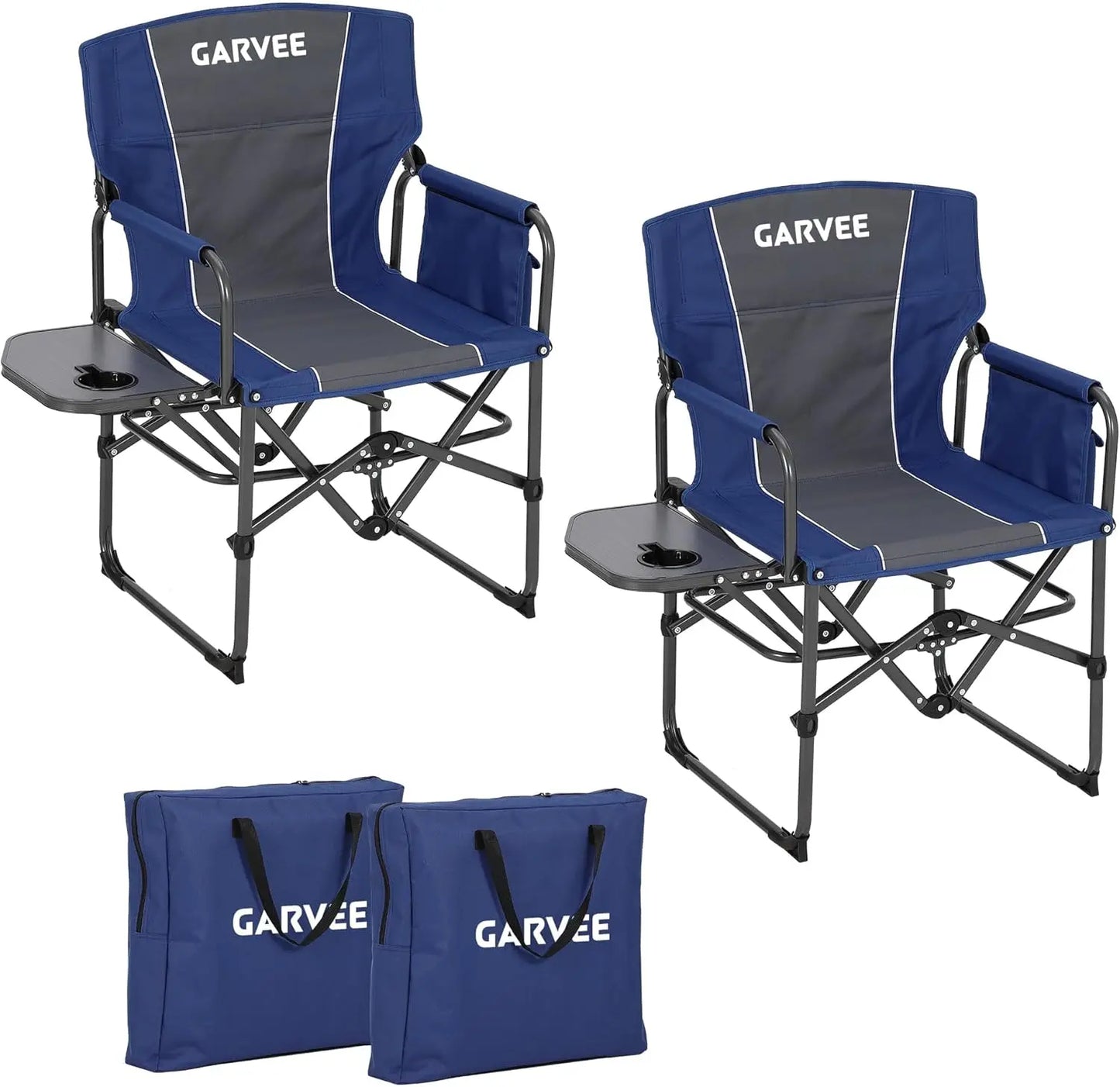 HiMISS Heavy-Duty Folding Directors Chair With Side Table Cup Holder