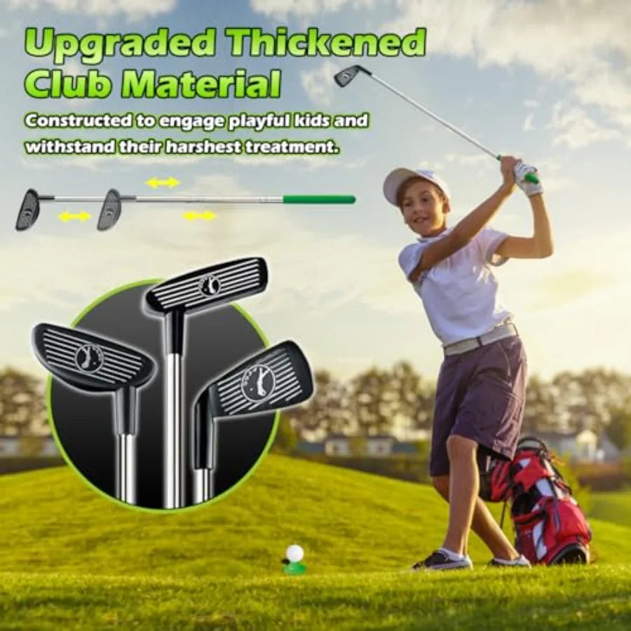 3 in 1 Golf Set with Dinosaur Automatic Golf Returner, Golf Cornhole Board, Led Light Up Balls, Putting Mat, 3-8 Toddler Mini G