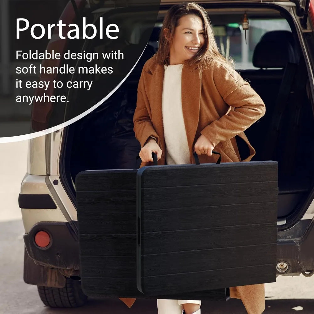Heavy Duty Folding Table With Handle And Steel Legs