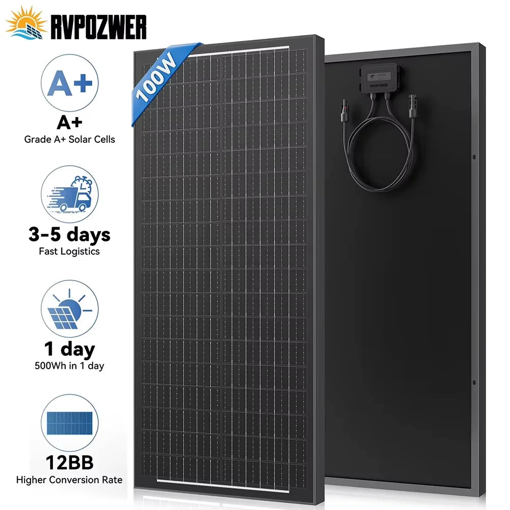 Rvpozwer 12BB 18BB 12V 100W Monocrystalline Solar Panel