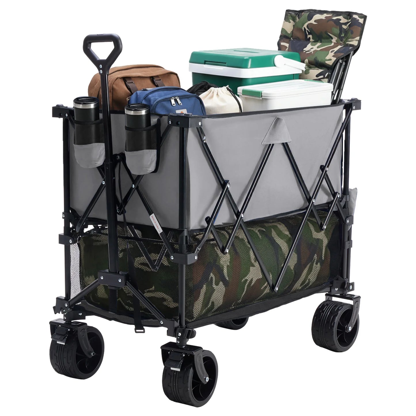 JHK Outdoor Double Decker Wagons Cart for Grocery and Garden
