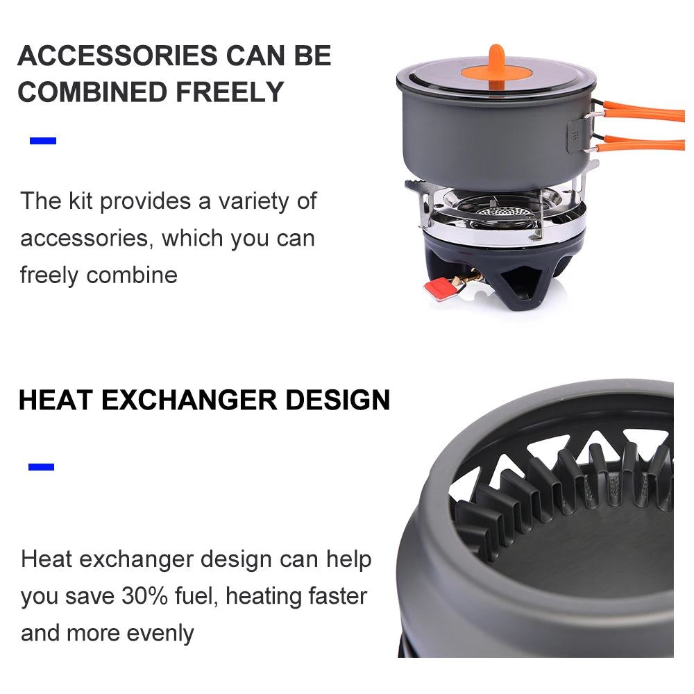 Widesea Camping Cooking System With Heat Exchanger Gas Burner Stove