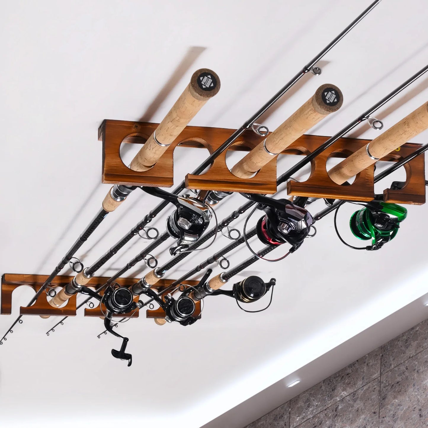 Ghosthorn 12-Rod Fishing Pole Wall And Ceiling Rod Rack Organizer