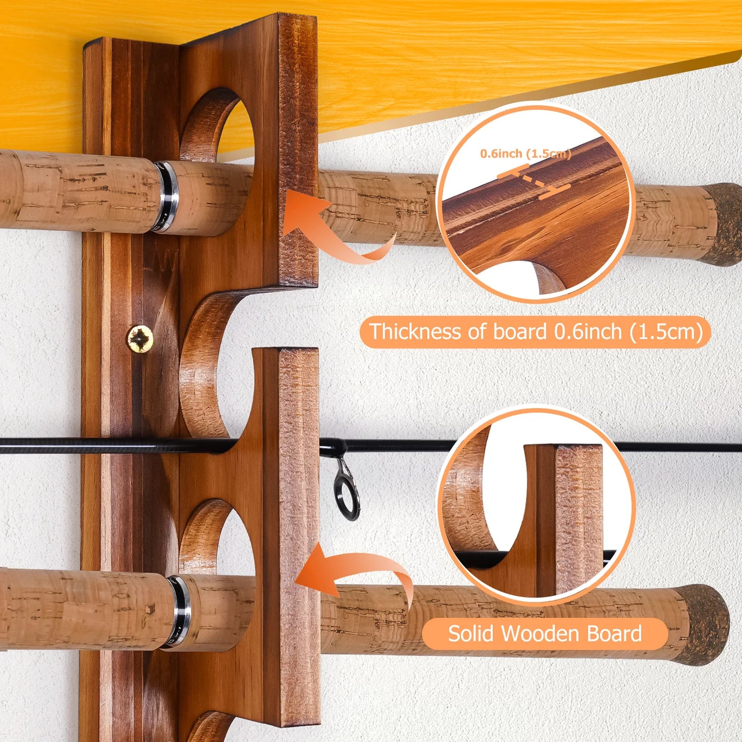 Ghosthorn 12-Rod Fishing Pole Wall And Ceiling Rod Rack Organizer