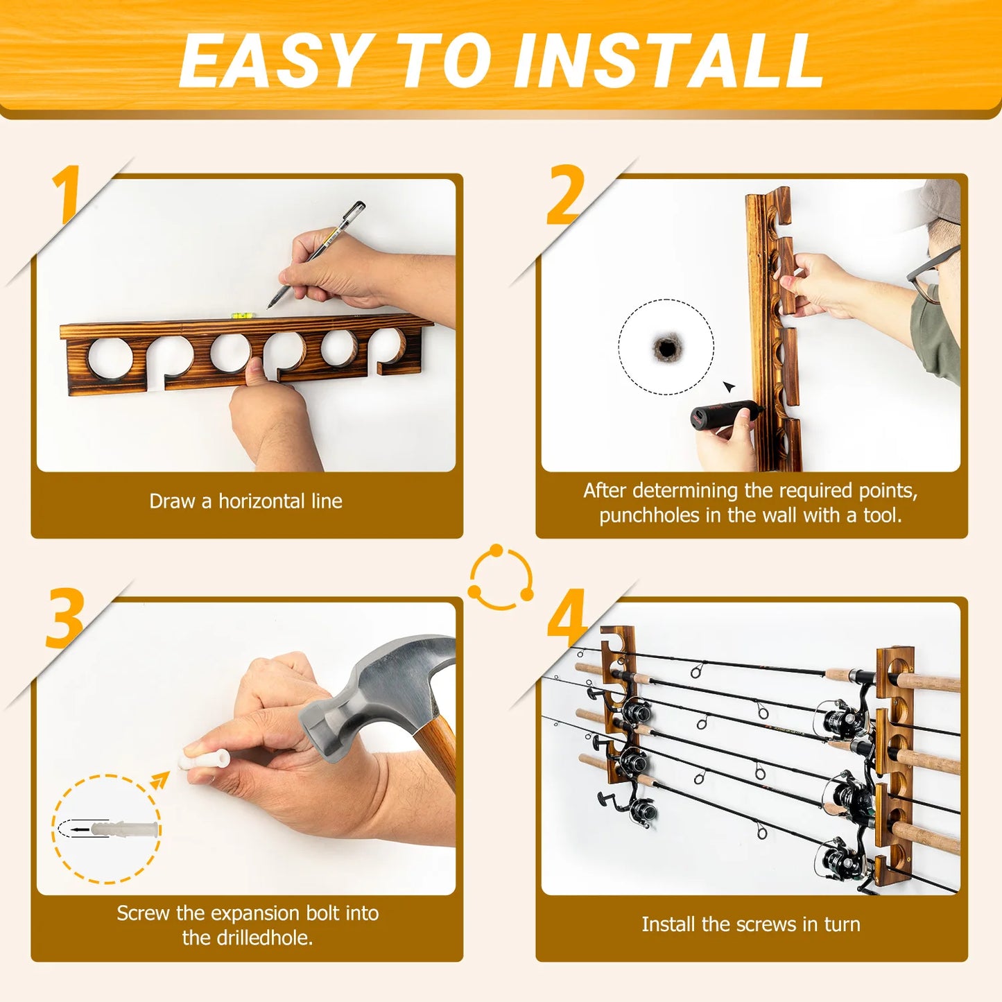 Ghosthorn 12-Rod Fishing Pole Wall And Ceiling Rod Rack Organizer