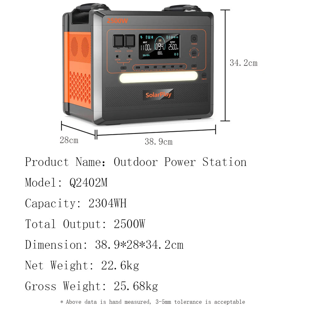 SOLARPLAY Q2501 Q2402M Portable Power Station LiFePO4 Solar Generator