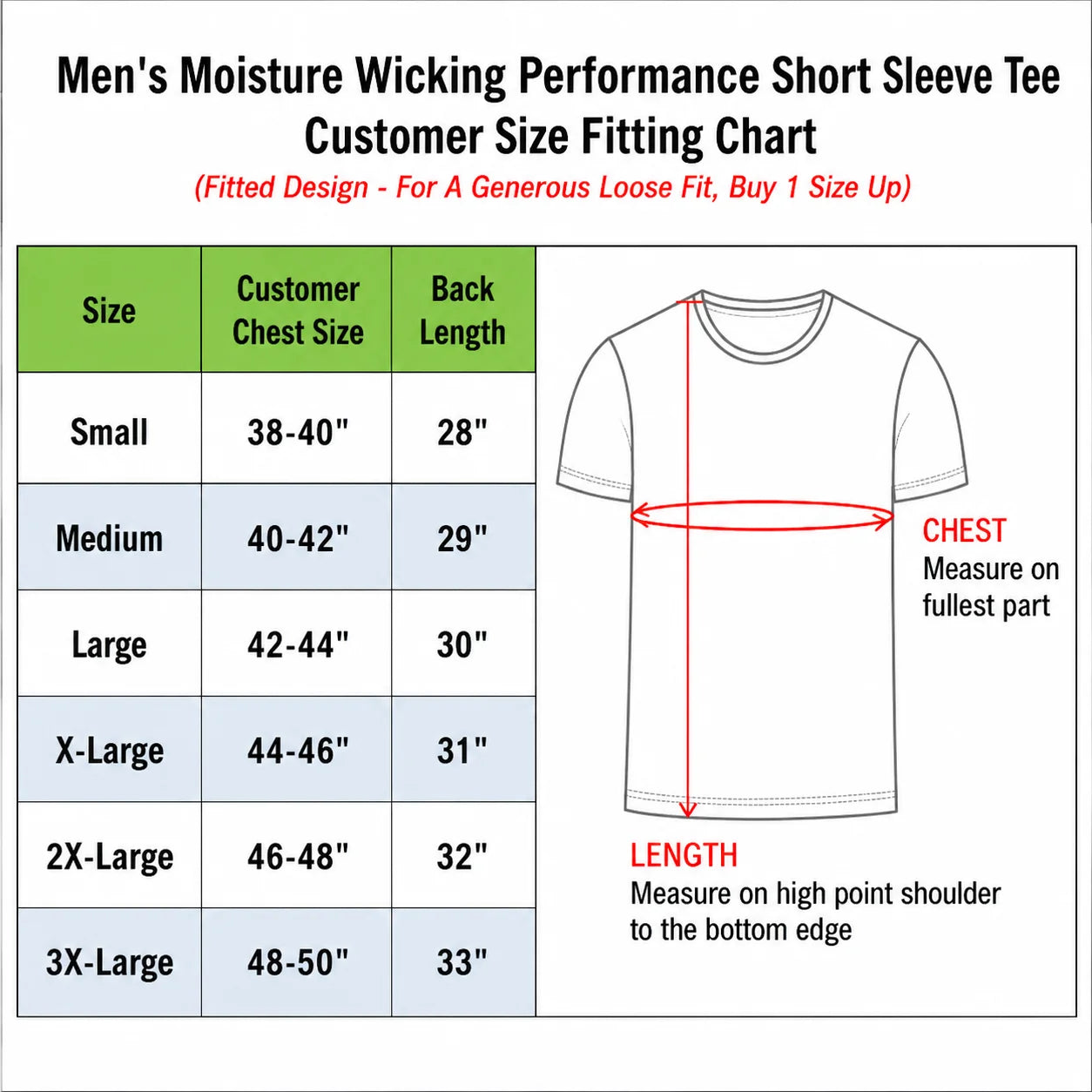 Men's Short Sleeve Moisture-Wicking Performance Crew Neck Tee