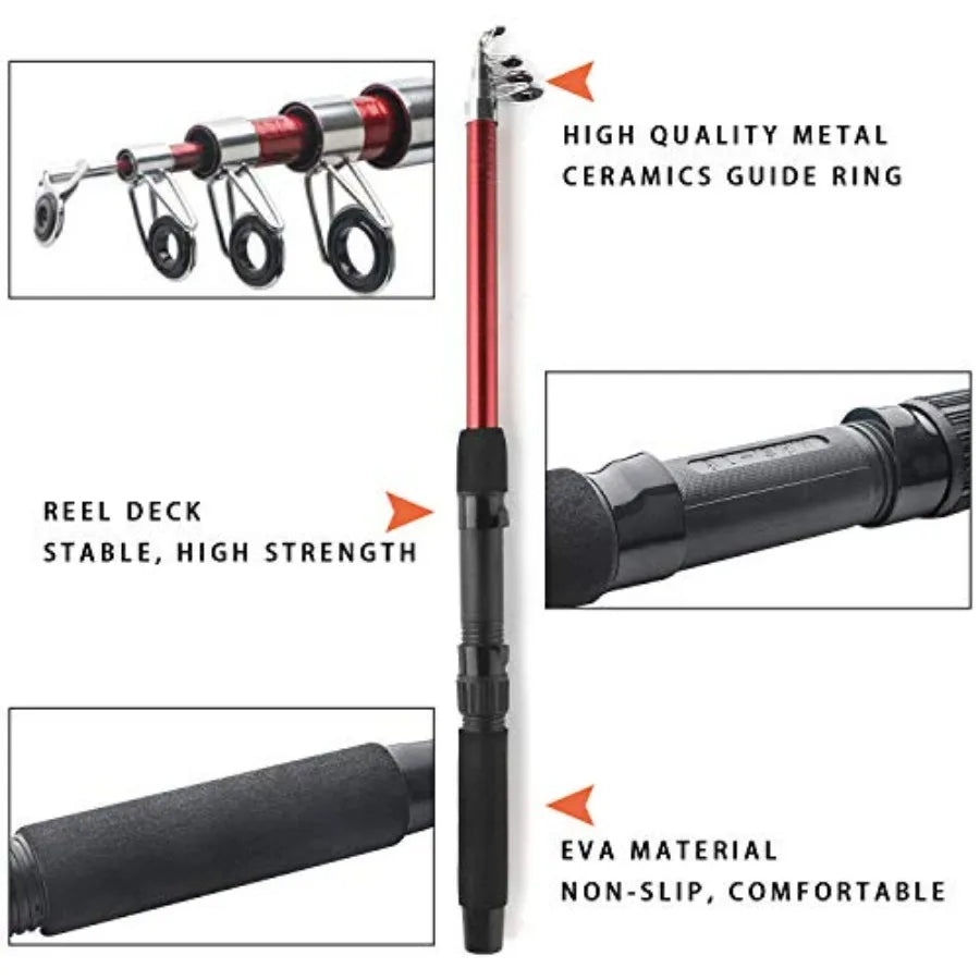 Telescopic Fishing Rod Reel Combo 2pc Collapsible Spinning Set