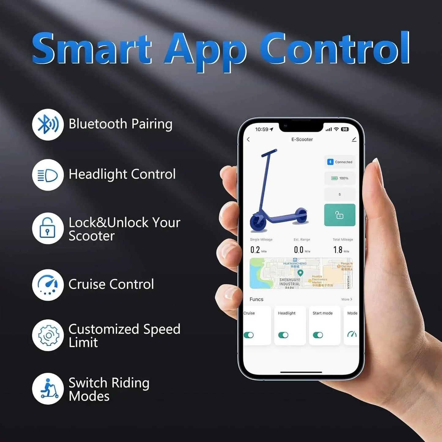 AOVOPRO ESMAX 500W Folding Electric Scooter 22 MPH App Enabled