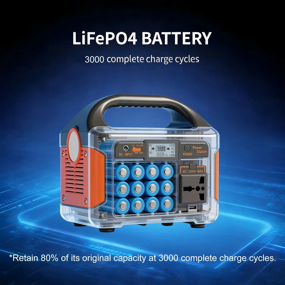 GaiaRay 460.8Wh Portable LiFePO4 Power Station 110V Emergency Generator