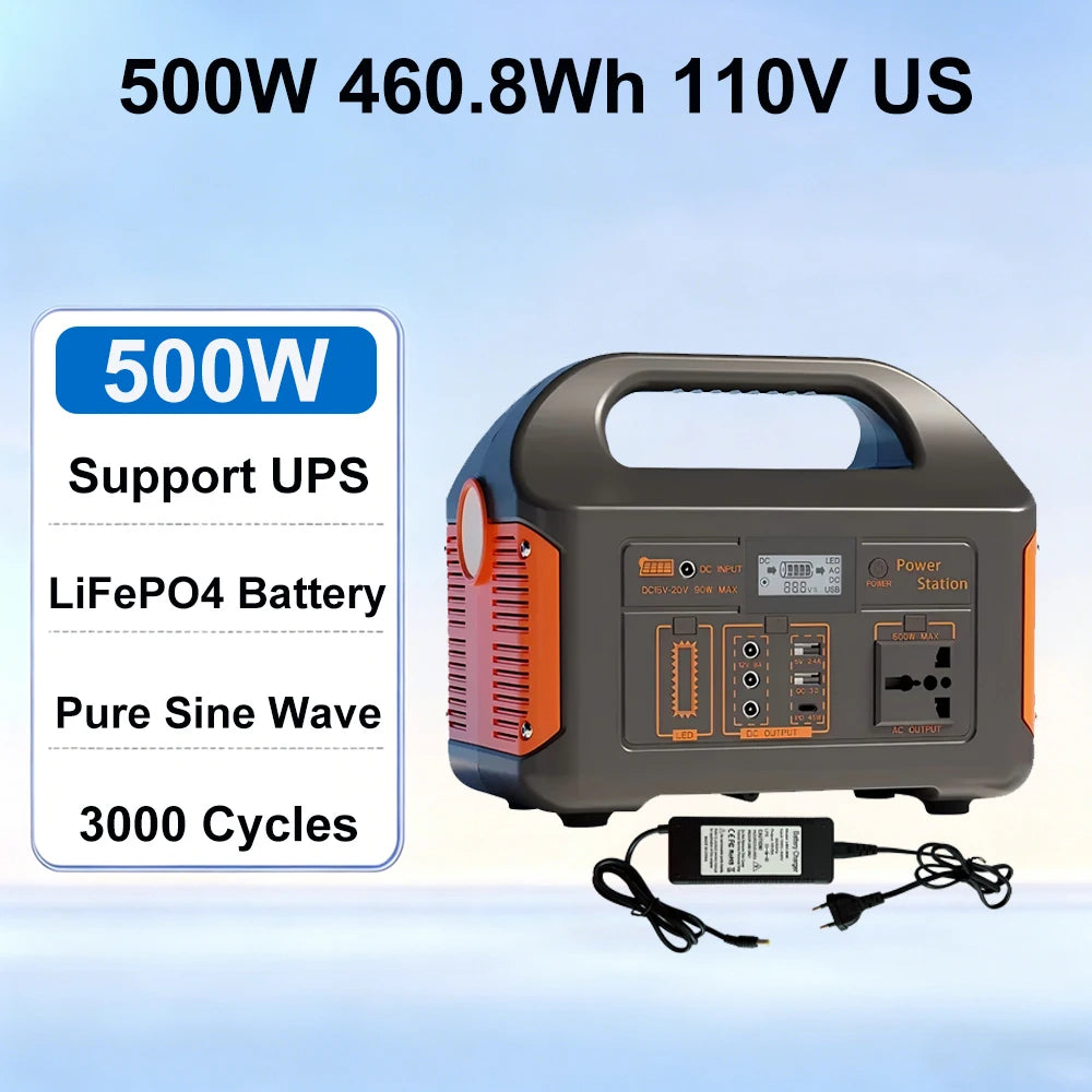 GaiaRay 460.8Wh Portable LiFePO4 Power Station 110V Emergency Generator