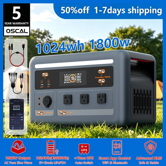 OSCAL PowerMax 1800W Portable Power Station 1024Wh LiFePO4