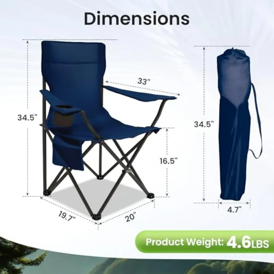 Portable Camping Chairs 4 Pack With Cup Holder And Pocket