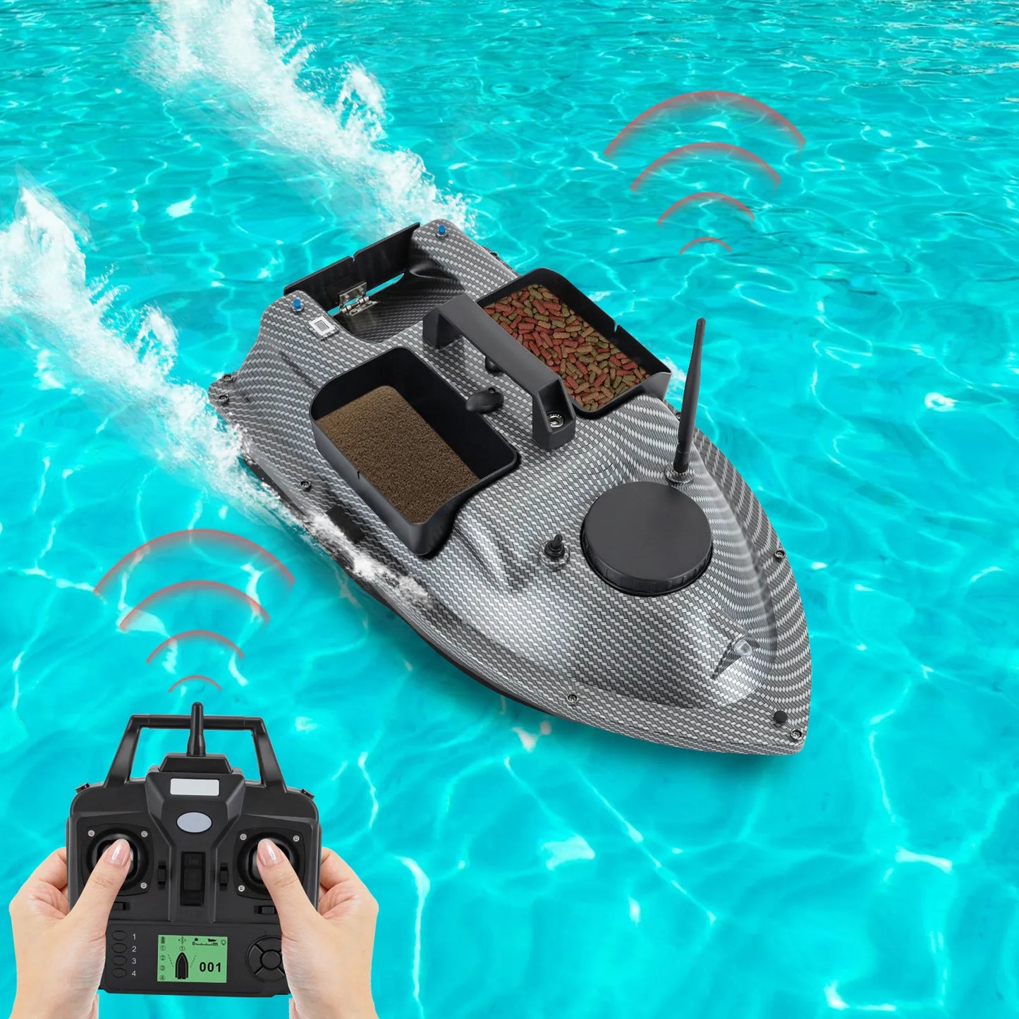 Rechargeable GPS Fishing Bait Boat With Dual Batteries 16 Points