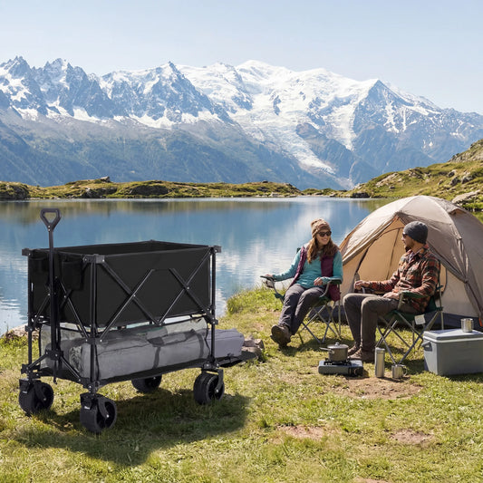 JHK Outdoor Double Decker Wagons Cart for Grocery and Garden