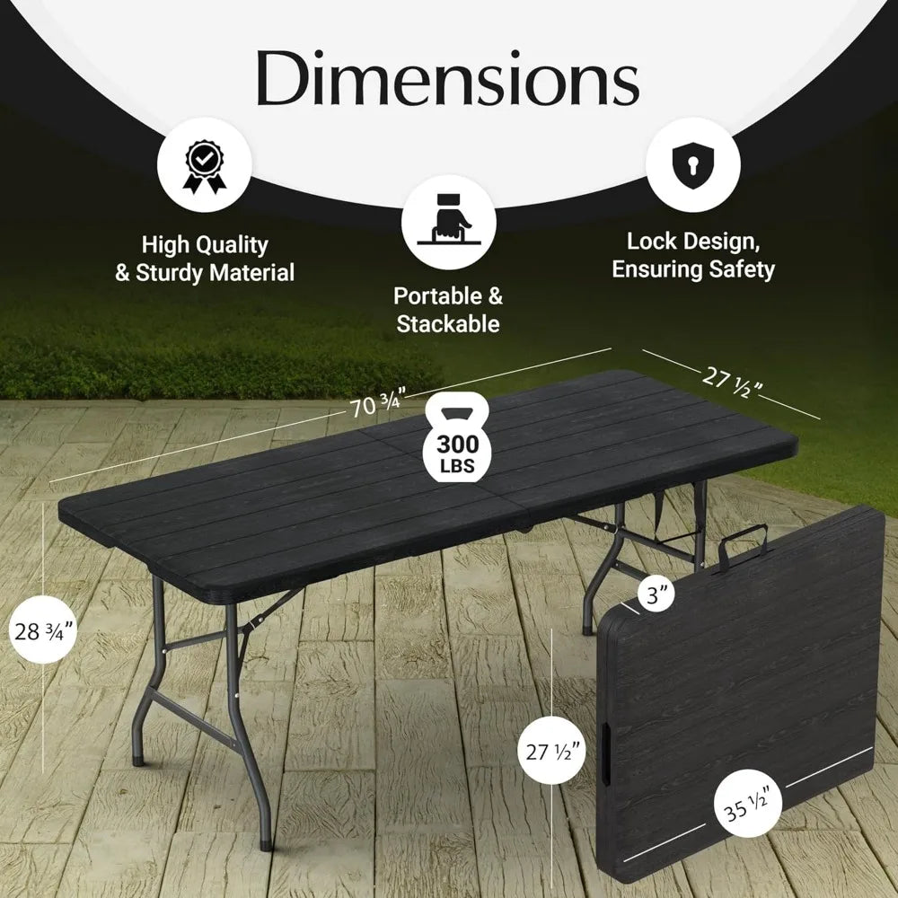 Heavy Duty Folding Table With Handle And Steel Legs