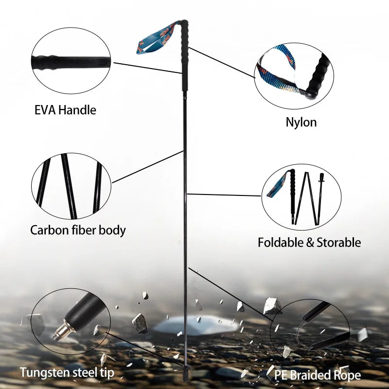 OKHEALING Ultralight Folding Trekking Poles Carbon Fiber