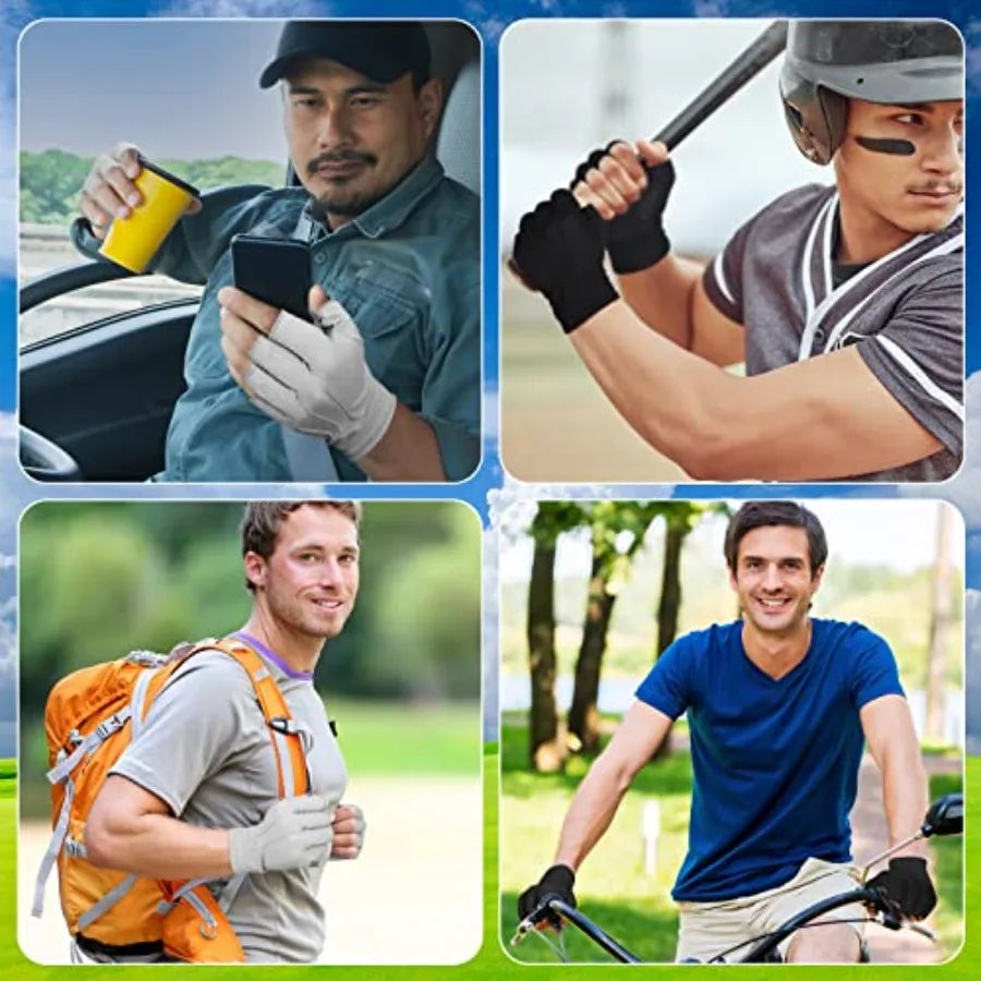 Summer Fingerless Gloves UV Protection Nonslip Touchscreen Driving Hiking Men