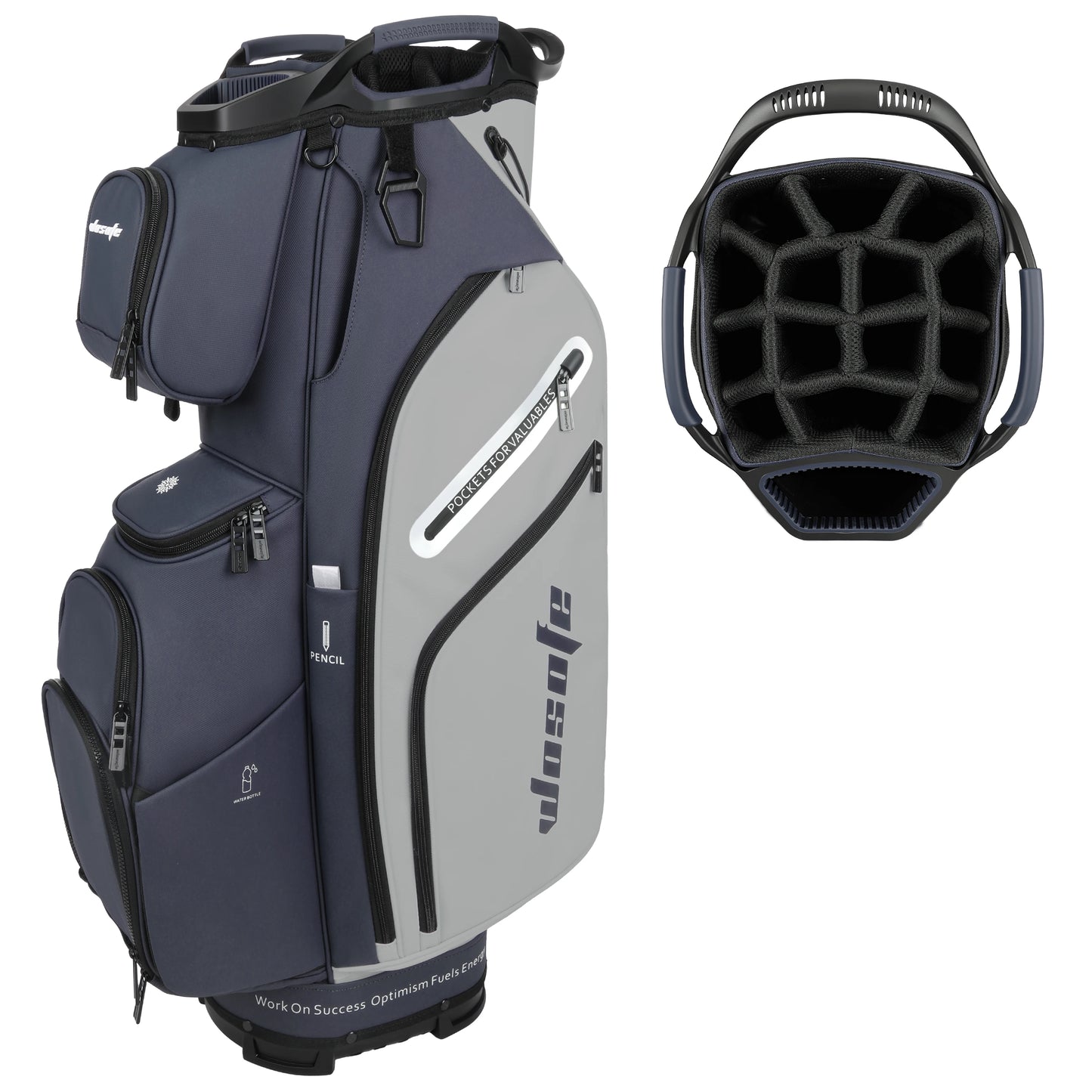 PU Leather Golf Cart Bag 14 Way Dividers 10 Pockets