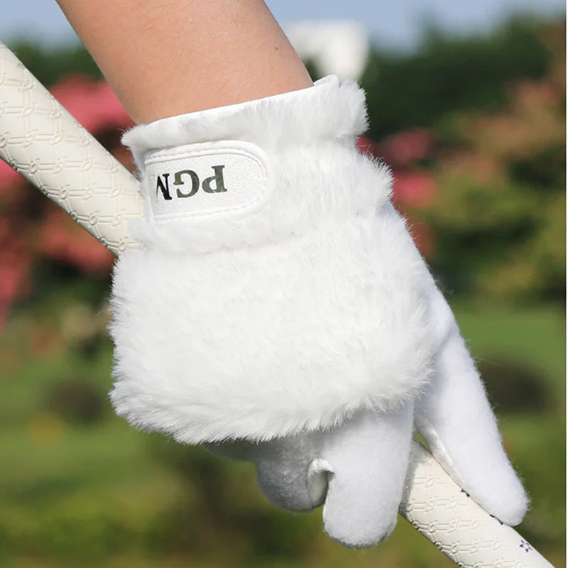 Outdoor Golf Gloves Plush Faux Rabbit Fur Non Slip Warm