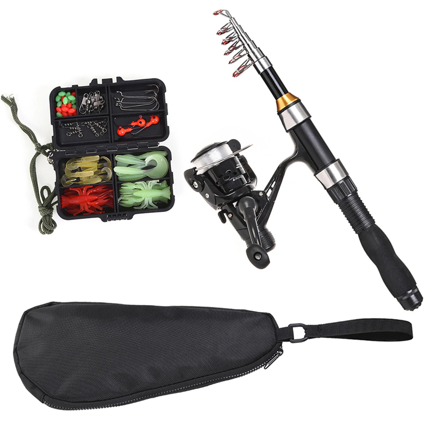 Telescopic Fishing Rod Reel Combo Kit With Lures And Bag