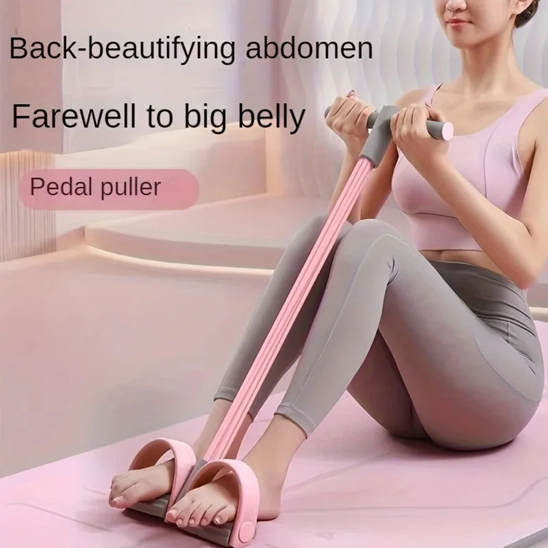 Home Fitness Foot Pedal Resistance Trainer, EVA Cushioned Anti-Slip Foot Pedals, Durable Elastic Rope for Thigh, Waist & Core Tr