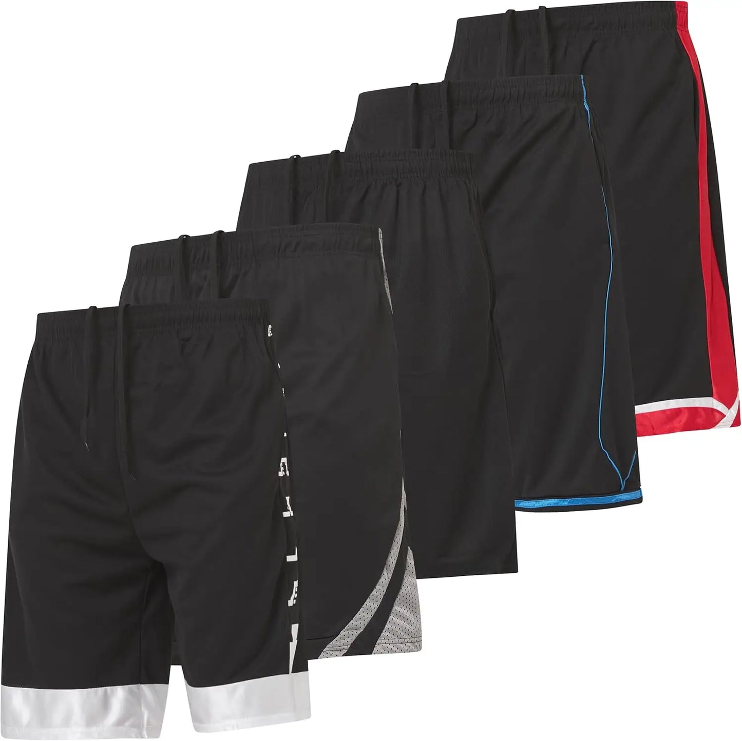 5 Pack Mens Shorts, Athletic Gym Shorts Workout Basketball Shorts for Men, SM - 5X