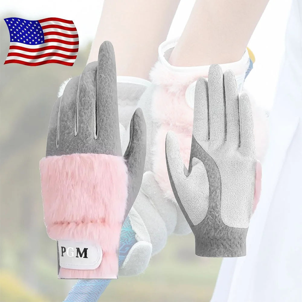 Outdoor Golf Gloves Plush Faux Rabbit Fur Non Slip Warm