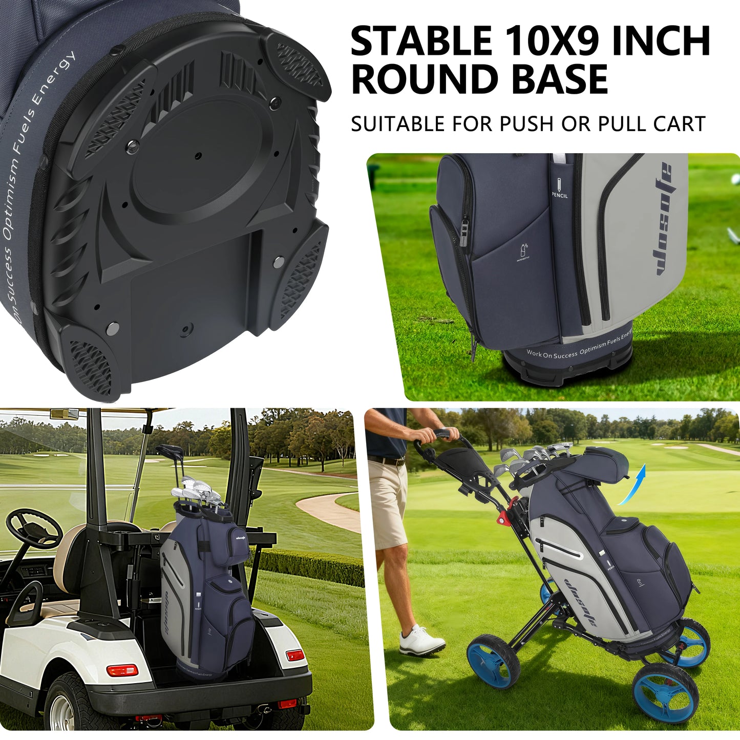 PU Leather Golf Cart Bag 14 Way Dividers 10 Pockets