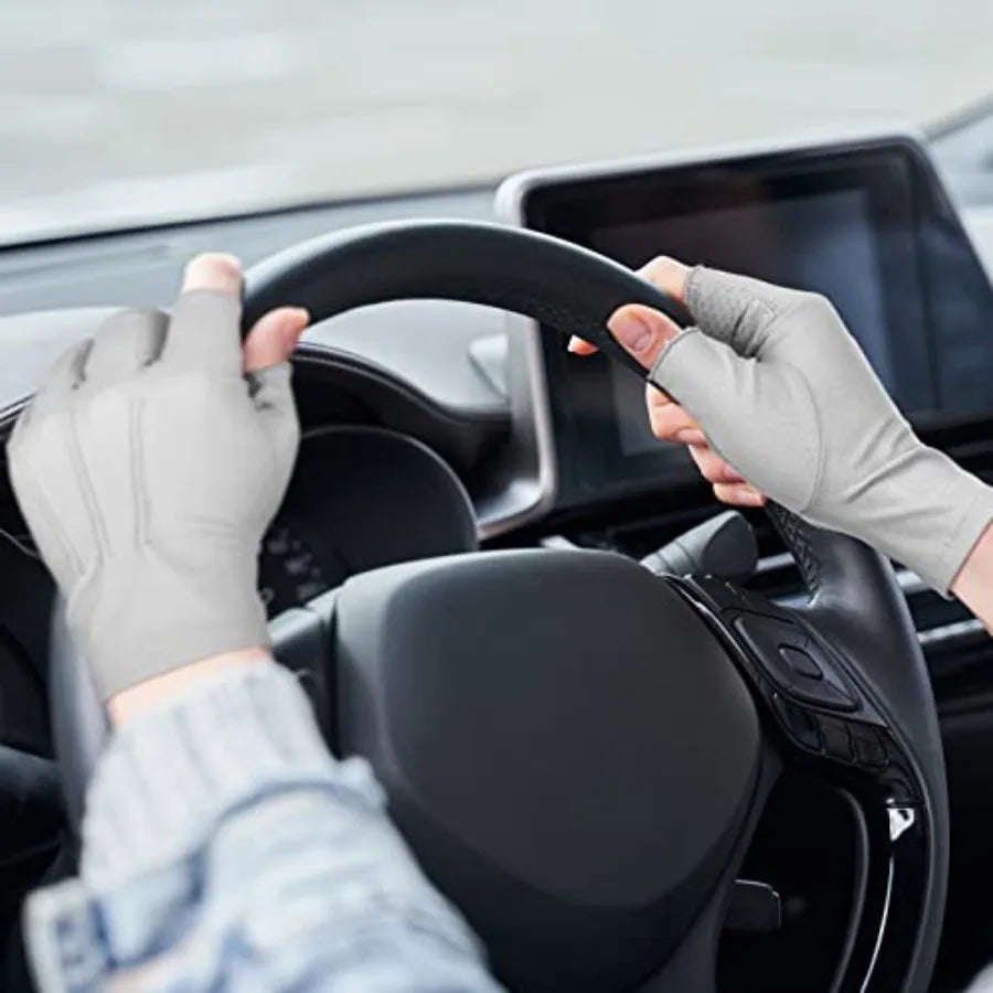Summer Fingerless Gloves UV Protection Nonslip Touchscreen Driving Hiking Men