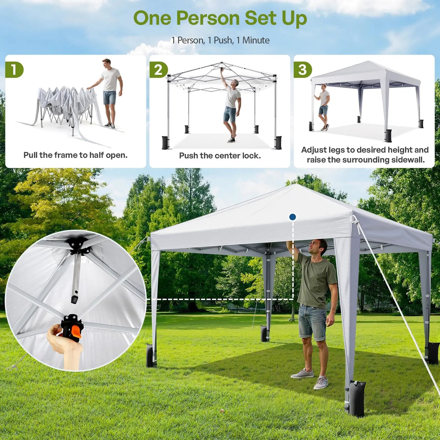 Pop Up Canopy With Sidewalls Instant Gazebo Tent For Events