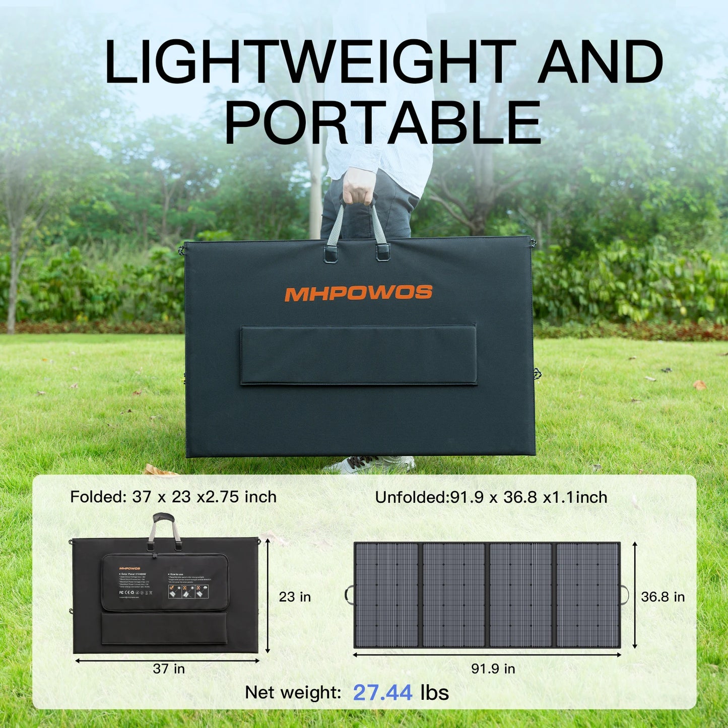 MHPOWOS 400W Portable Foldable Solar Panel for Power Stations
