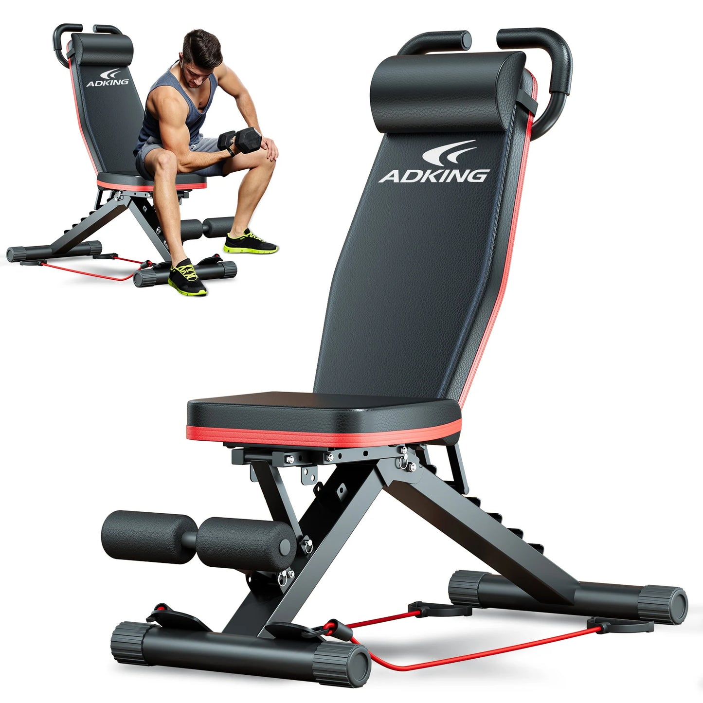 Weight Bench Foldable 14-in-1 Dumbbell Bench 1000 lbs Sit-up Assist Fitness Equipment 6 Adjustable for Full Body Workout