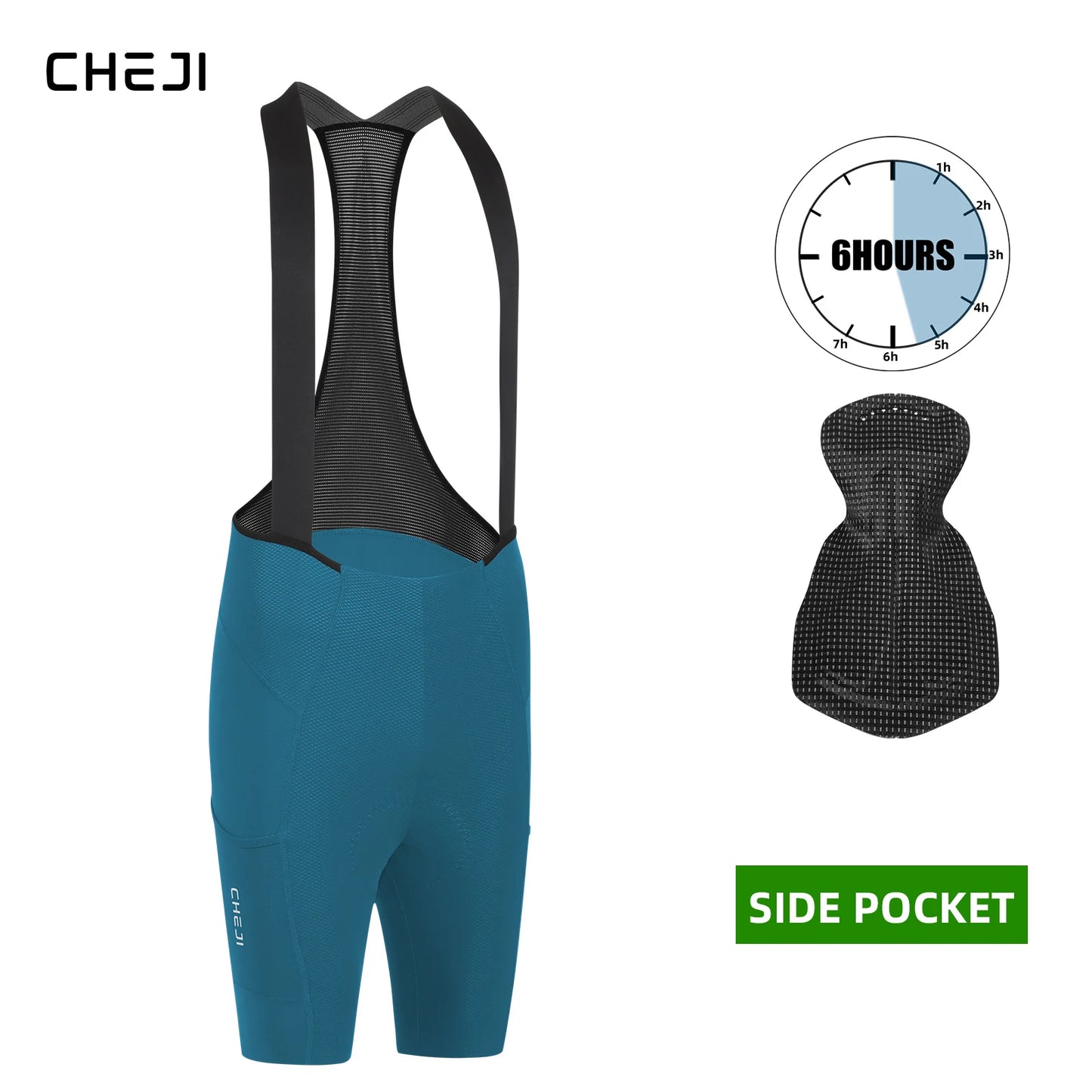 Cheji Men's Cycling Bib Shorts Seamless Quick-Drying Breathable