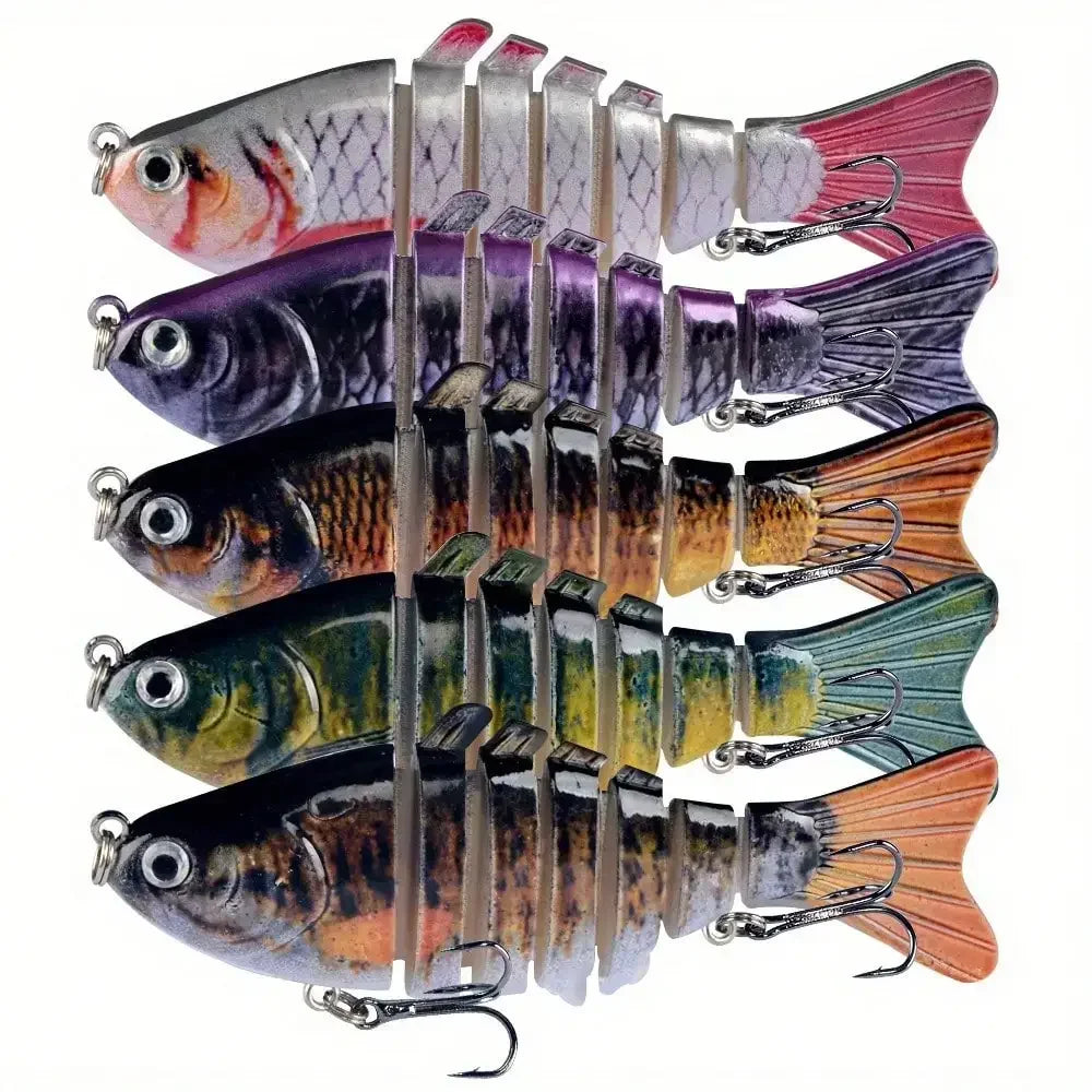 5-Piece Multi Jointed Bait 7-Segment Swimbait Lures Set