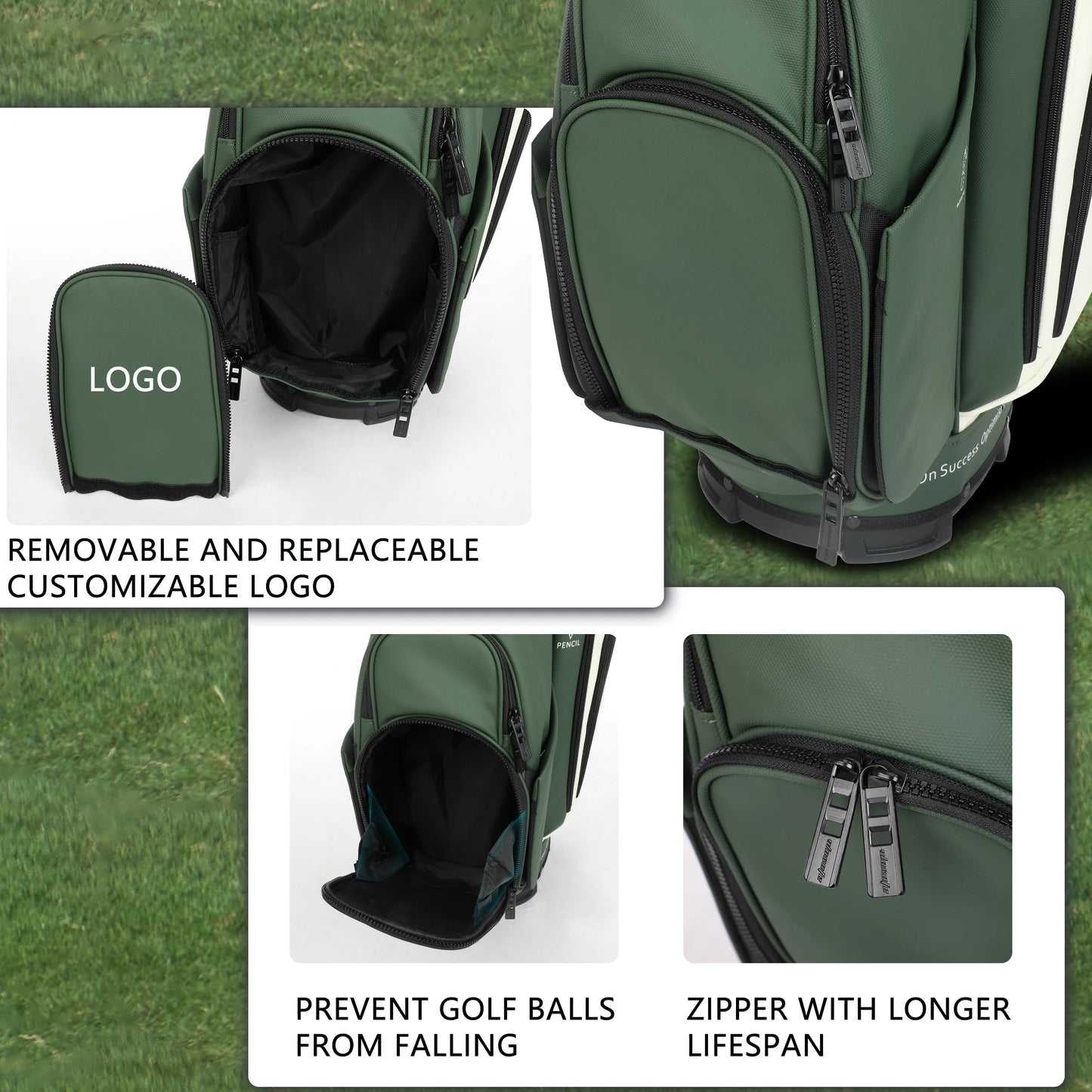 PU Leather Golf Cart Bag 14 Way Dividers 10 Pockets