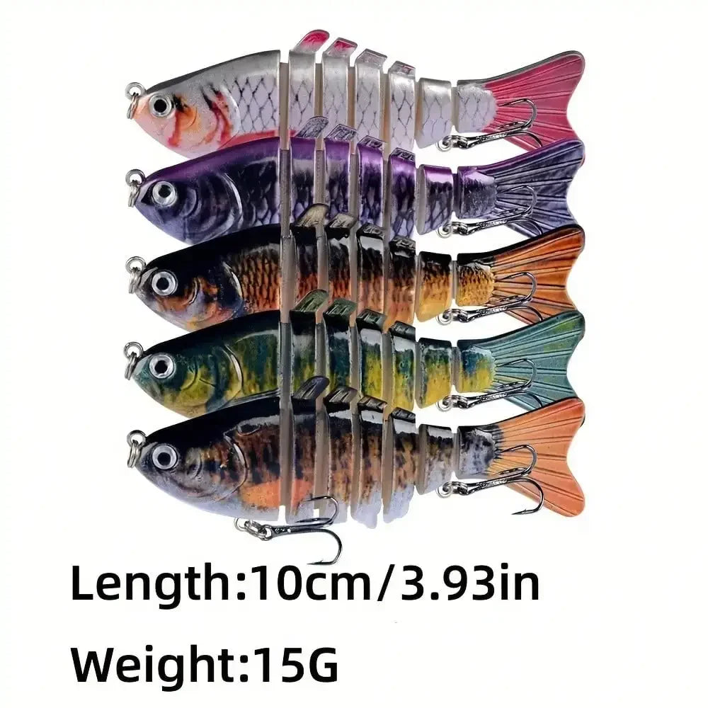5-Piece Multi Jointed Bait 7-Segment Swimbait Lures Set