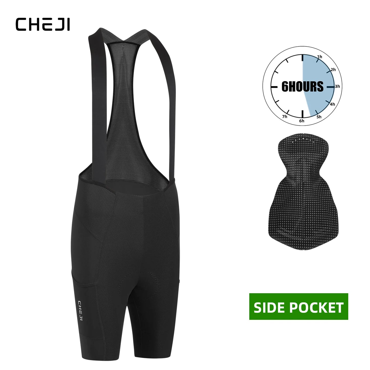 Cheji Men's Cycling Bib Shorts Seamless Quick-Drying Breathable