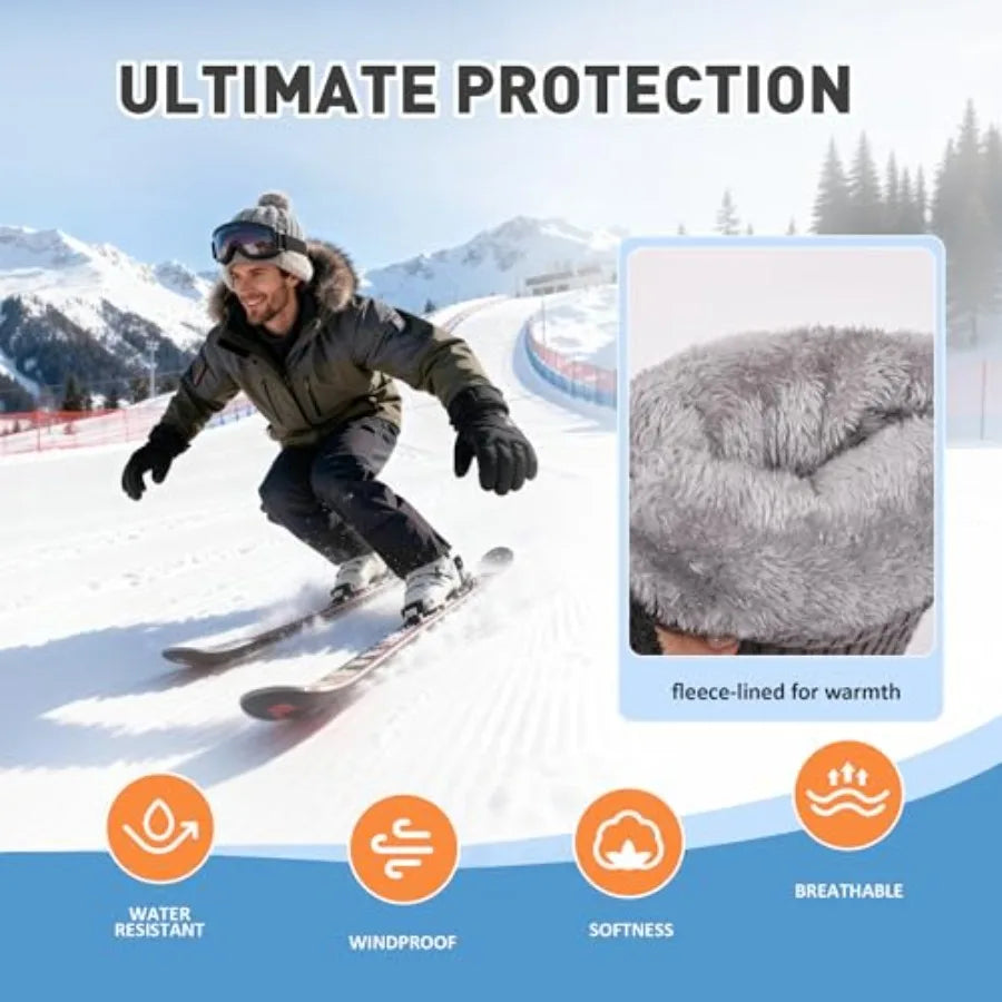 Unisex Waterproof Touchscreen Winter Gloves Windproof Thermal Snowboarding