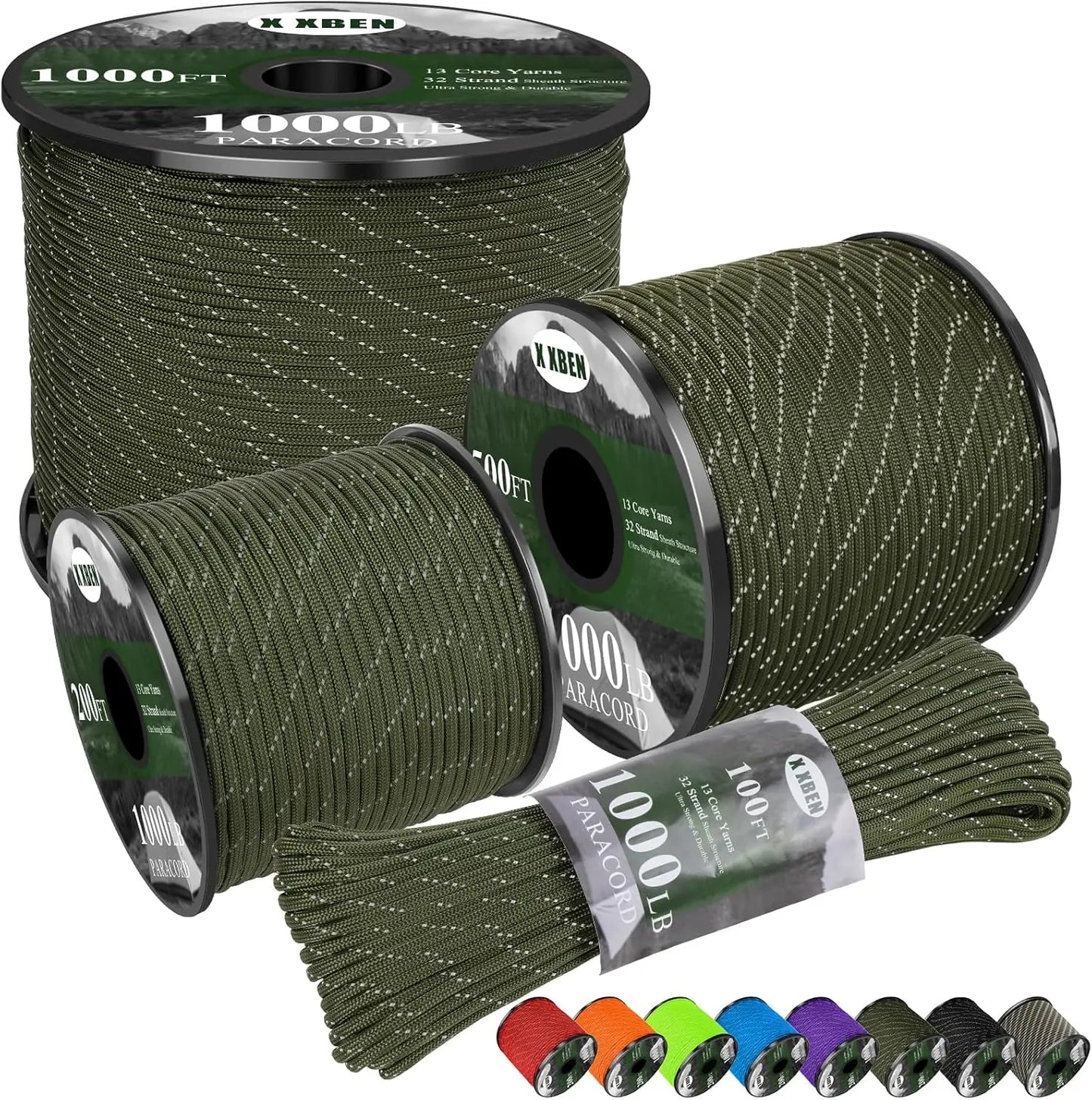 Paracord Reflective 1000lb 13 Strand Tactical Parachute Cord