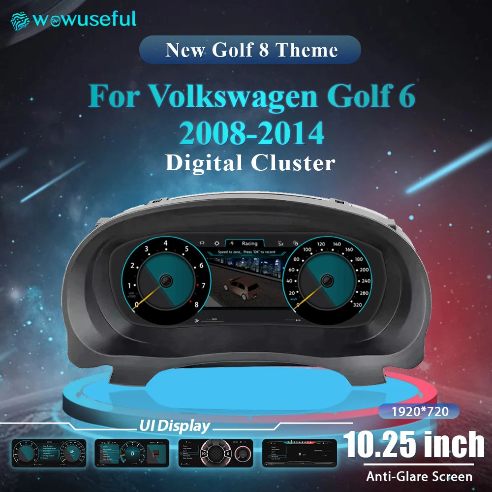 WOWUSEFUL Digital Dashboard Cluster For VW Golf 6 MK6