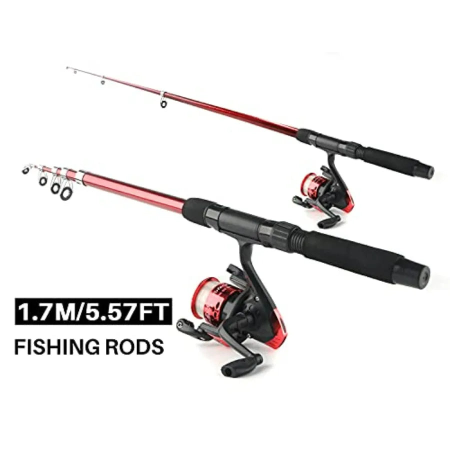 Telescopic Fishing Rod Reel Combo 2pc Collapsible Spinning Set