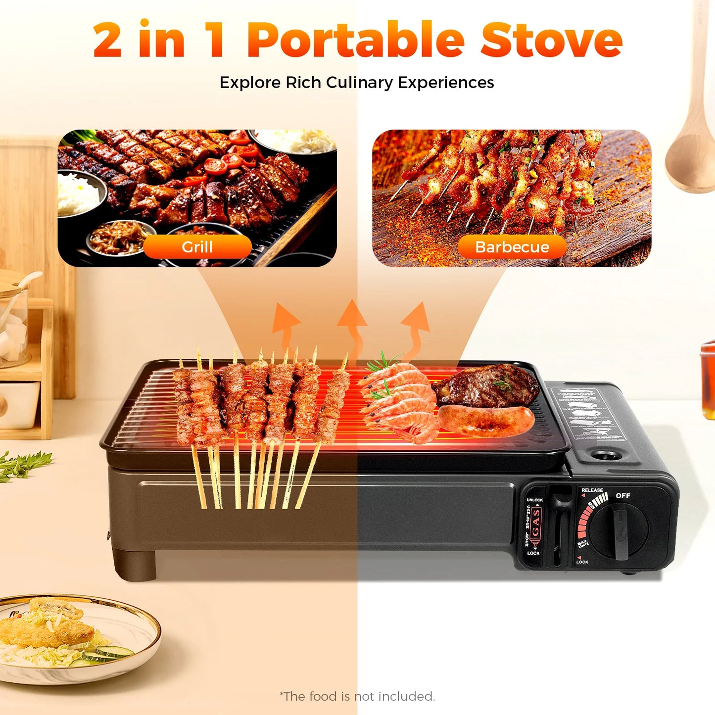 Portable Camping Butane Gas Stove For Outdoors, Stainless Steel