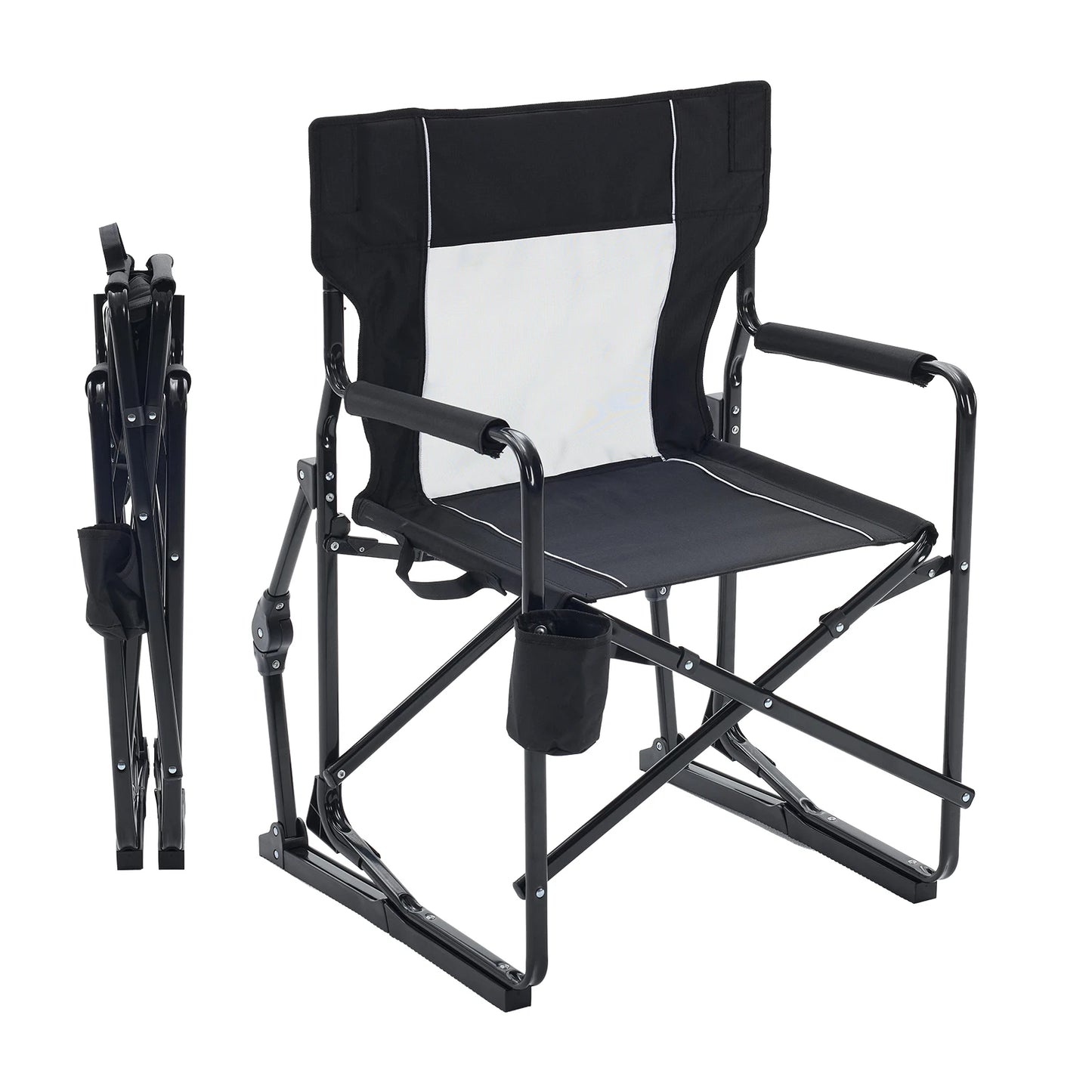 JHK Outdoor Folding Camping Chair With Mesh Back And Armrests