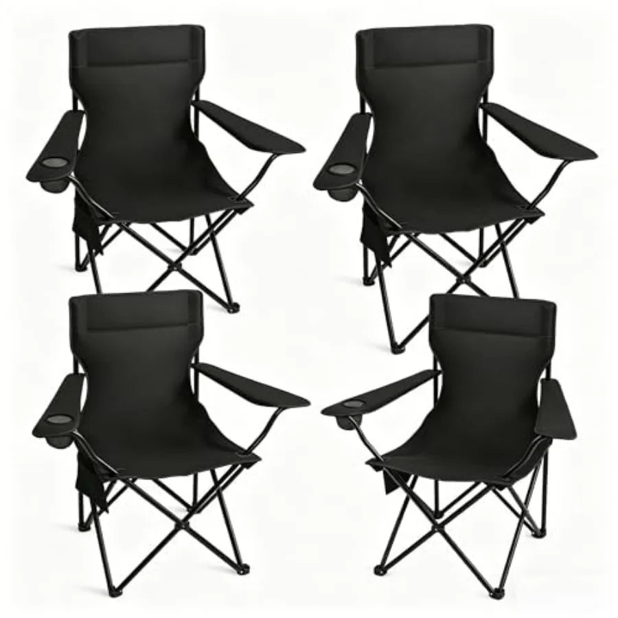 Portable Camping Chairs 4 Pack With Cup Holder And Pocket