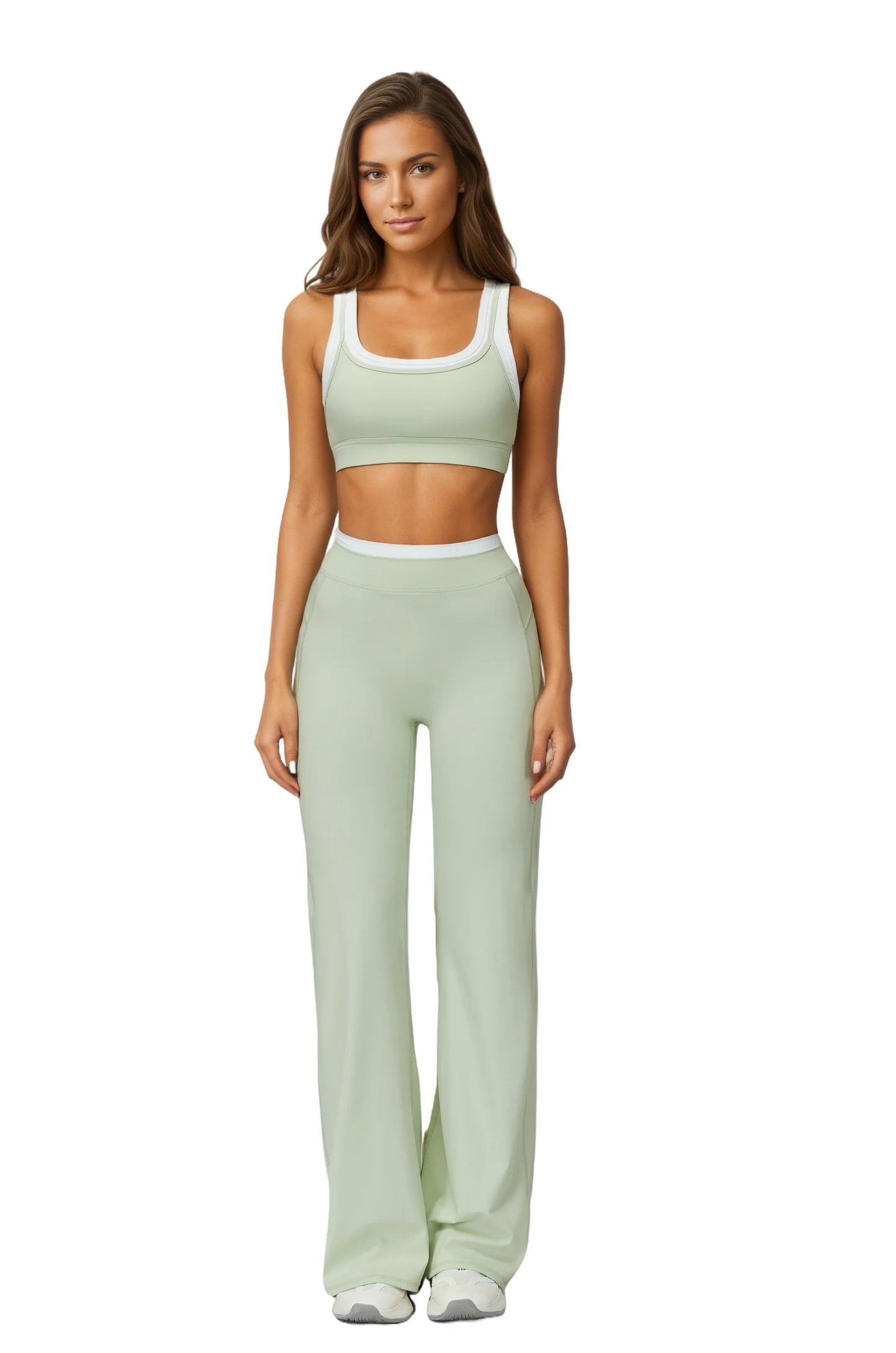 Airila Women's Yoga Set 2 Pcs Sportswear Color Blocked Tracksuit High Waist Flare Crop Top Athletic Gym & Daily Fitness
