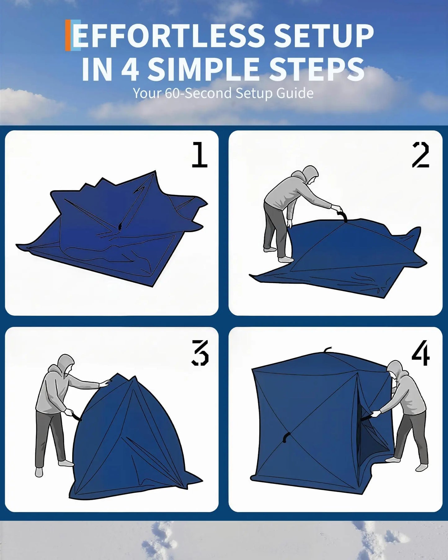 Pop Up Ice Fishing Tent Hub Shelter Warmth for Winter